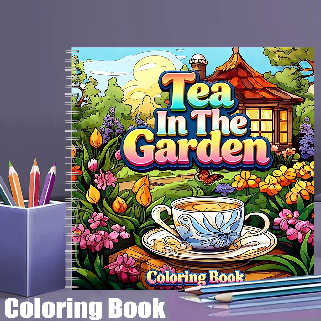 Adult Coloring Book Stress Relief - Libro para colorear Tea In The